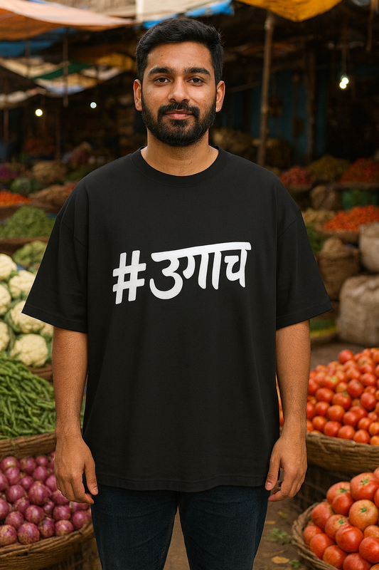 Men’s Oversized Standard Marathi Ugaach T-Shirt