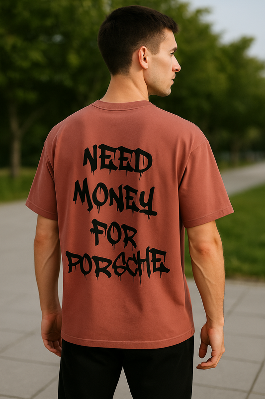 Men Oversized Classic Money For Porsche T-Shirt